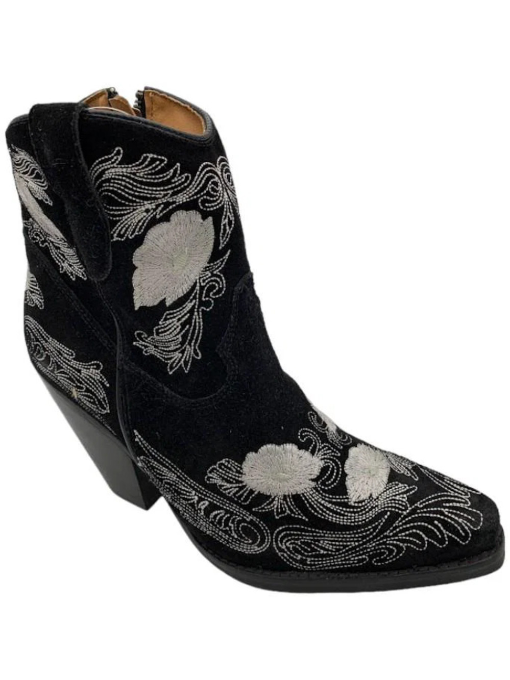Dingo Suede Embroidered Cowboy Boots Tootsie Black - Medium